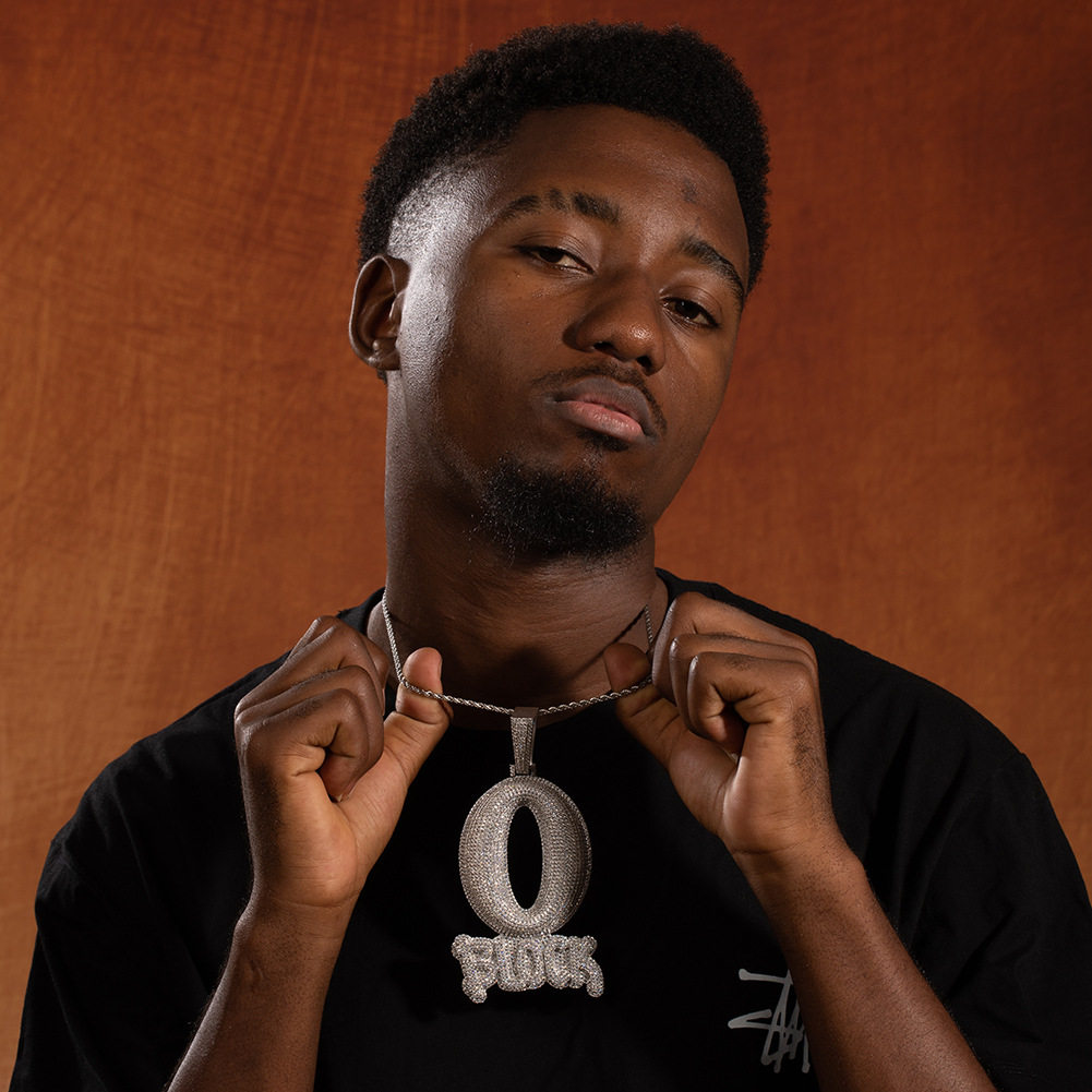 欧美英文字母O BLOCK吊坠铜镶锆石嘻哈项链 电镀工艺男潮流饰品