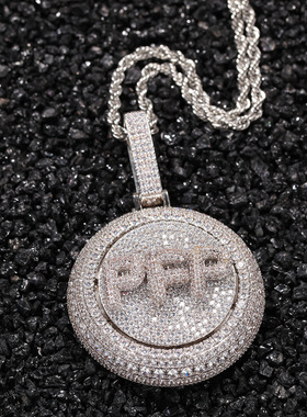 定制个性旋转字母项链微镶锆石实心拼接组合吊坠hiphop情侣饰品