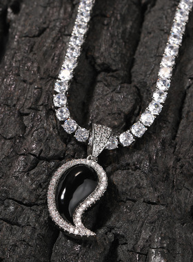 锆石铜麻花链男女黑色项链