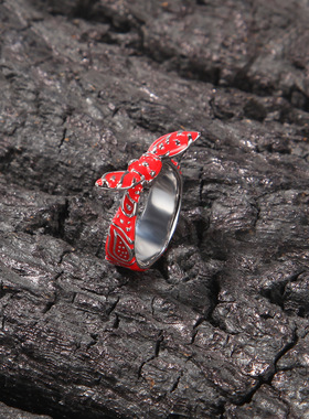 欧美风情侣滴油腰果花小众戒指