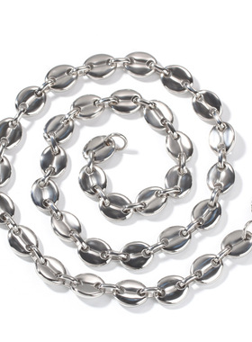 欧美嘻哈钛钢咖啡豆项链情侣