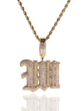 铜镶锆石古英语拼接字母定制吊坠