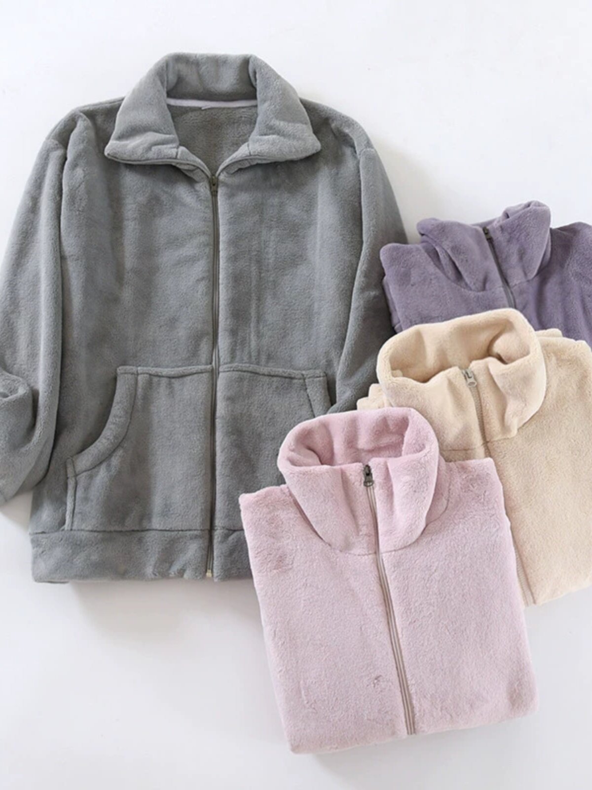COUPLE ZIPPER PAJAMAS WOMENS TOPS AUTUMN WINTER CORAL VELVET FLANNEL LONG SLEEVE WARM LOUNGEWEAR MENS LOOSE PLUS SIZE