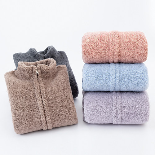 珊瑚绒女士睡衣拉链上衣女秋冬