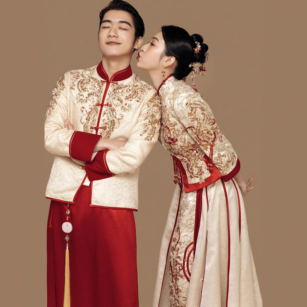金色秀禾服新娘2025新款结婚中式婚纱修身龙凤褂出阁嫁衣夏季薄款图片