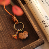 定制刻字 天然桃木平安如意锁护身压惊吊坠汽车钥匙扣 中式 礼物