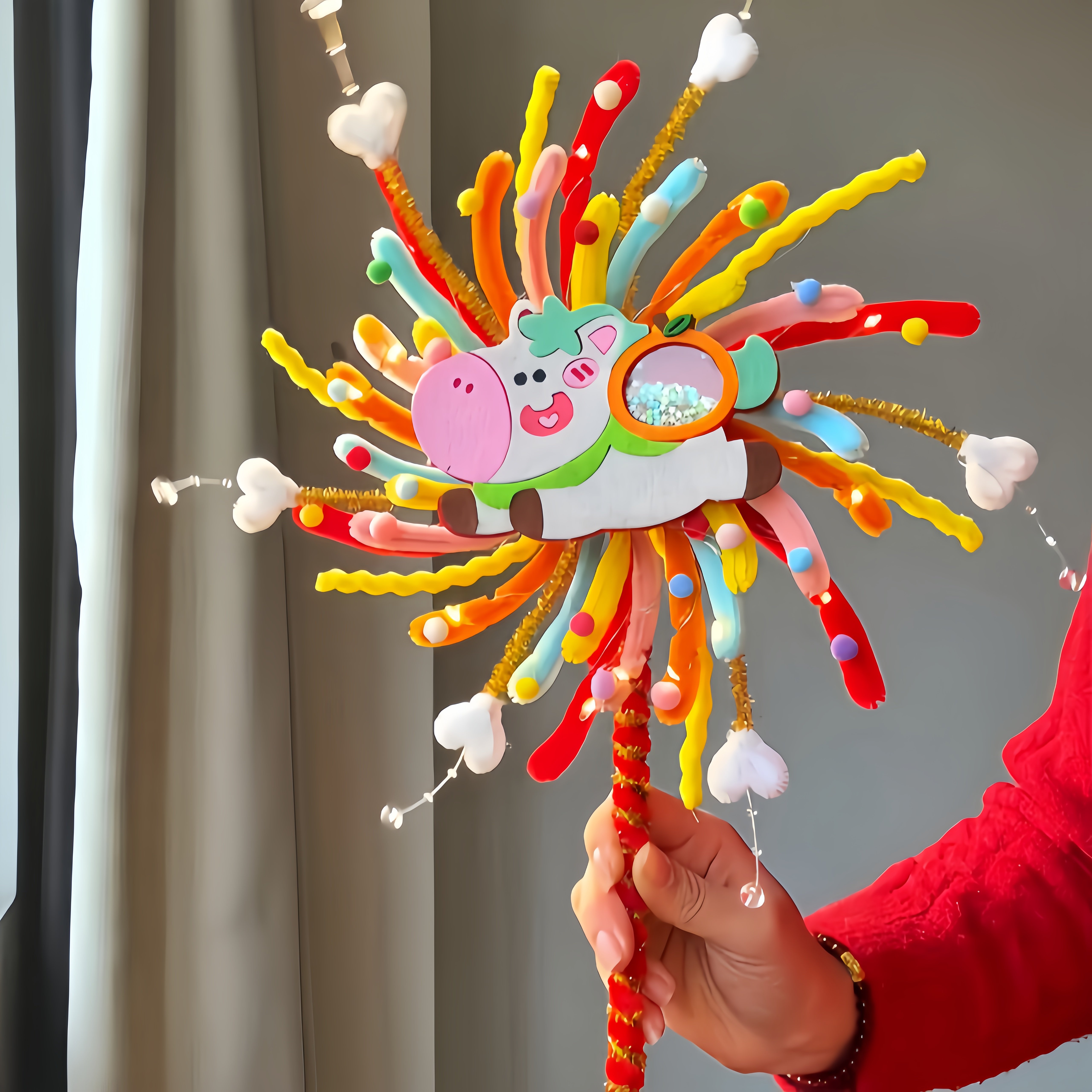 马年新年旋转烟花摇摇乐手工diy材料彩色扭扭棒儿童手提花灯礼物,玩具/童车/益智/积木/模型,其他手工制作,淘宝优惠券,粉丝福利购,淘宝优惠卷