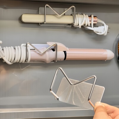 镜柜里的不锈钢卷发棒置物架~