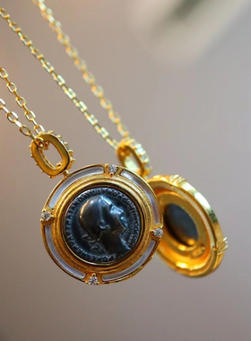 古钱币镀金贝壳锁骨链礼物吊坠