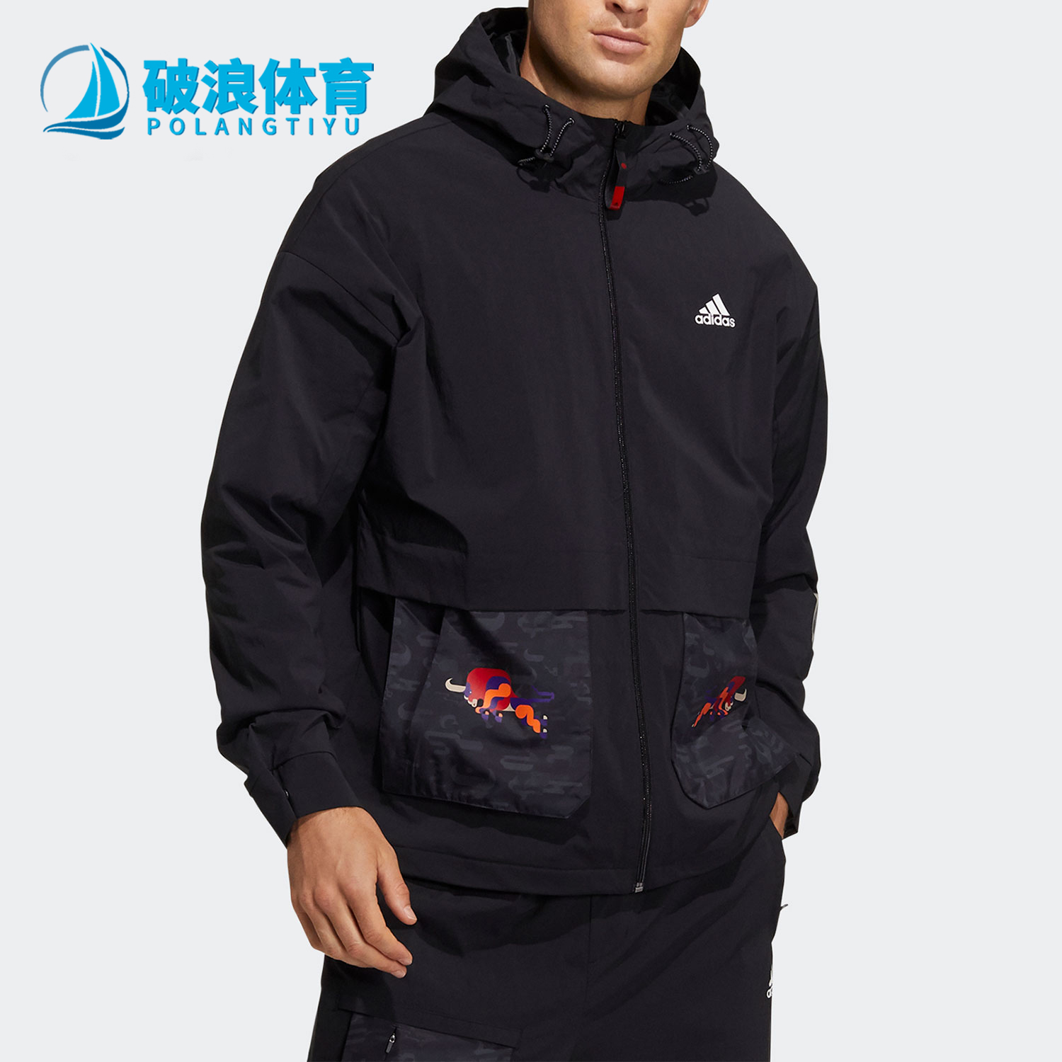 阿迪达斯男子连帽夹克外套