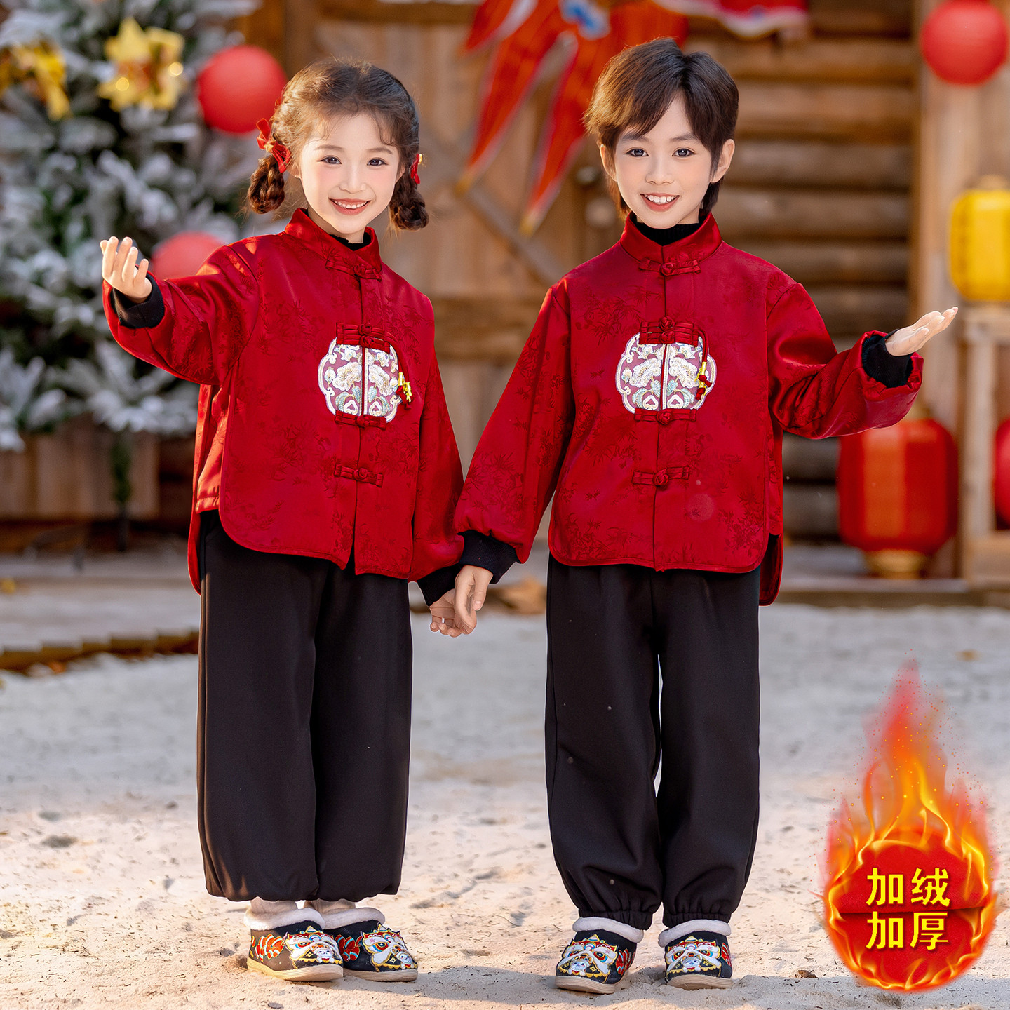 儿童冬季运动会中国风汉服加绒套装拜年服装幼儿园唐装元旦表演服,童装/婴儿装/亲子装,唐装,淘宝优惠券,粉丝福利购,淘宝优惠卷