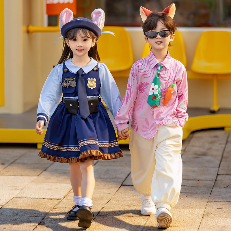 女童cos兔子警官朱迪男尼克狐狸花衬衫疯狂动物城动漫二次元套装