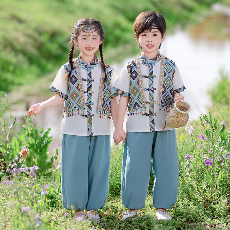 儿童汉服套装春秋三月三民族风
