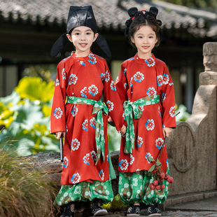 汉服男童春秋季高端长安的荔枝同款女童唐装套装儿童新中式演出服