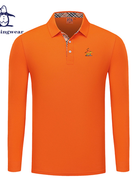 香港代购 MUNSINGWEAR/万星威高尔夫运动长袖polo衫男T恤经典百搭