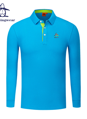 香港代购 MUNSINGWEAR/万星威高尔夫长袖polo衫男T恤纯棉休闲透气