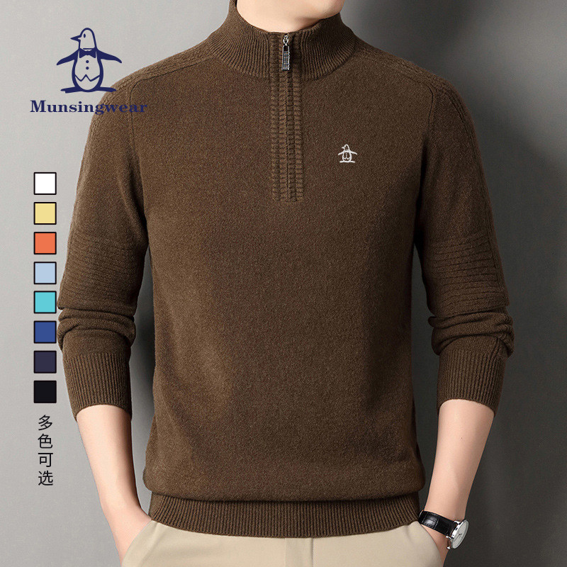 香港代购 MUNSINGWEAR万星威男高尔夫纯羊毛商务打底毛衣套衫加厚