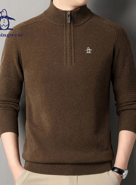 香港代购 MUNSINGWEAR万星威男高尔夫纯羊毛商务打底毛衣套衫加厚