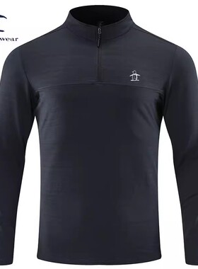 香港代购 MUNSINGWEAR/万星威高尔夫服长袖T恤男半拉链领休闲商务