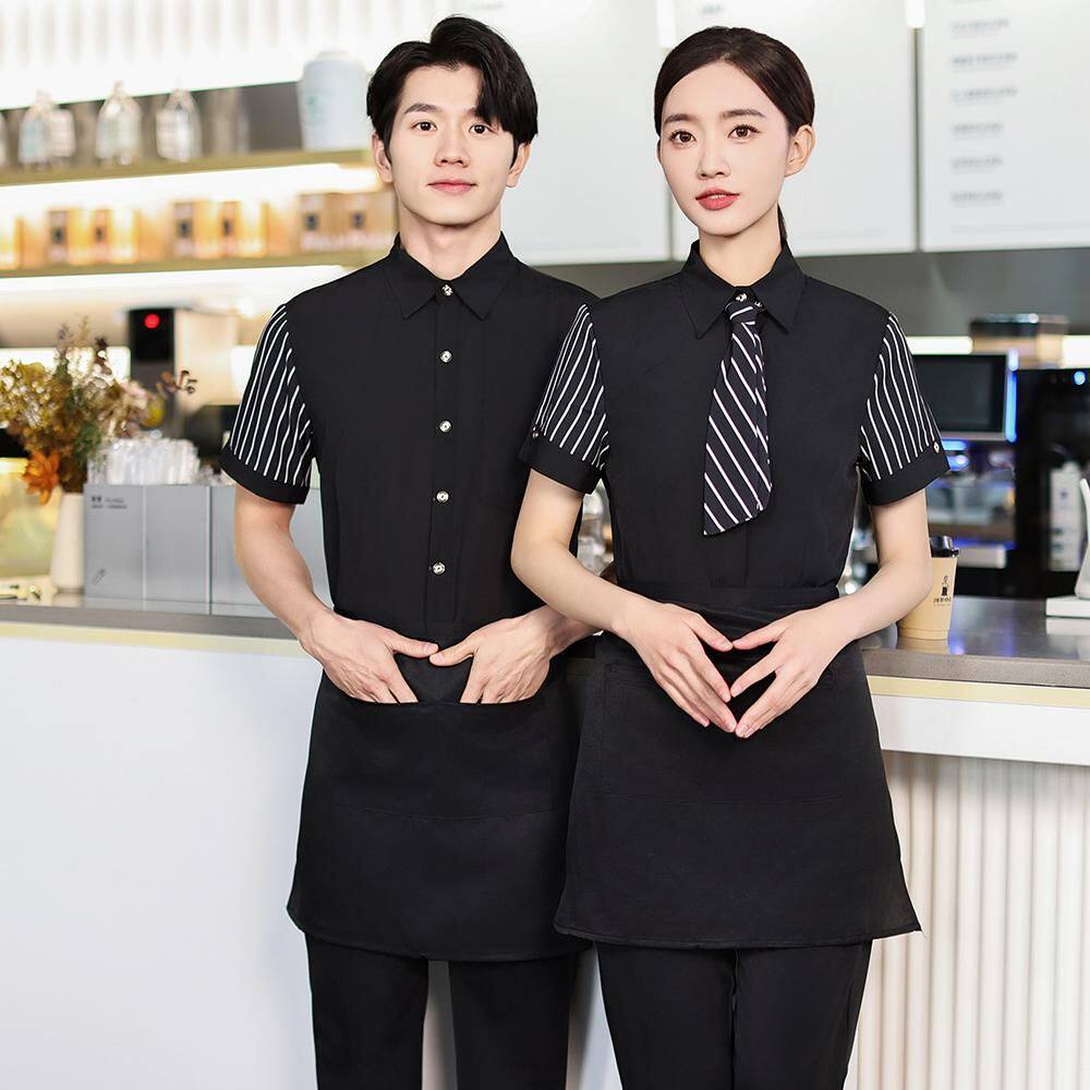可定制logo服务员工作服短袖夏季餐饮酒店咖啡厅西餐厅制服男女潮