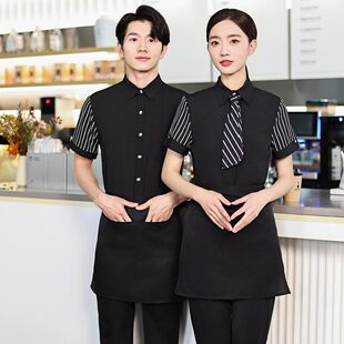 可定制logo服务员工作服短袖夏季餐饮酒店咖啡厅西餐厅制服男女潮
