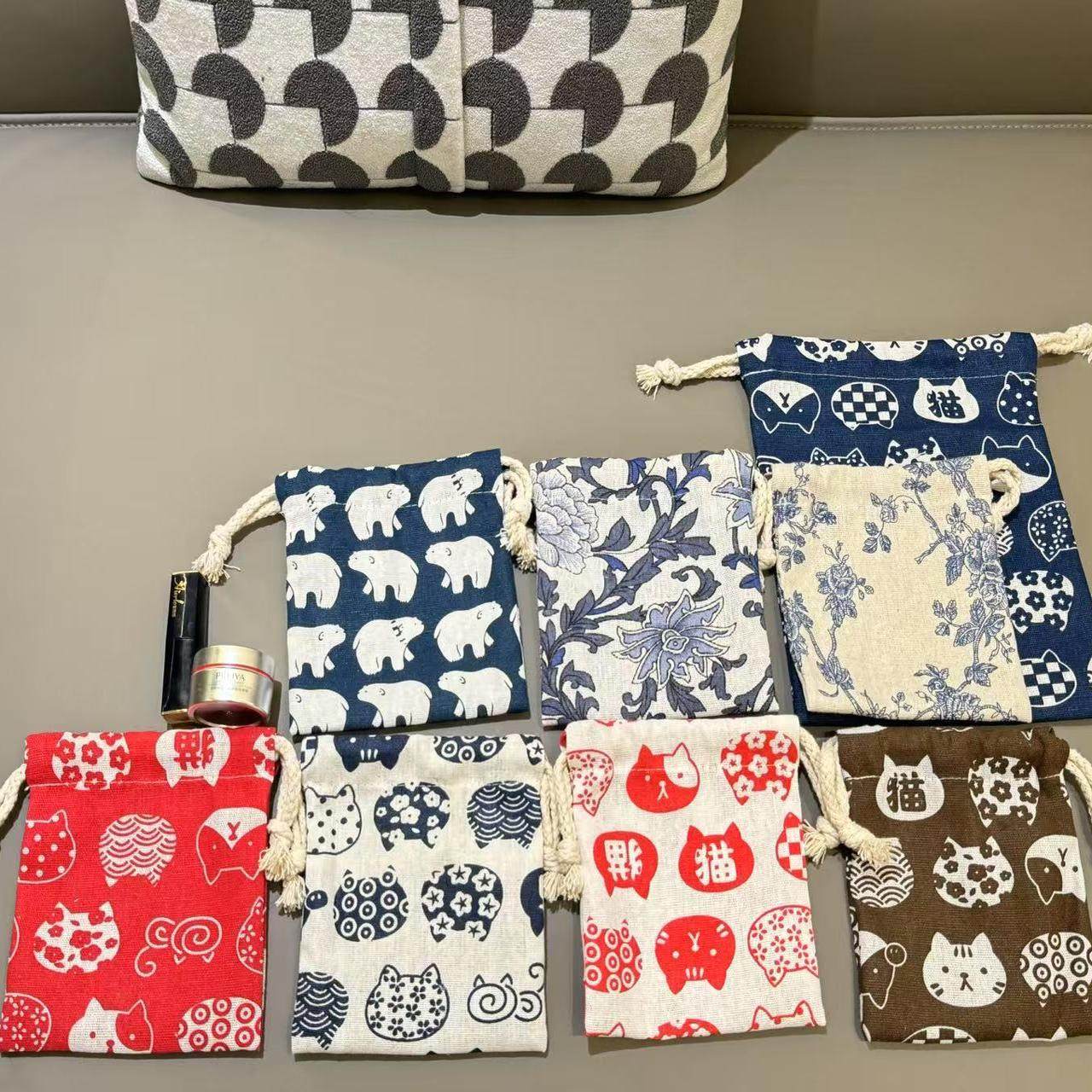 可爱猫咪清新花卉图案亚麻抽绳布袋 便携收纳神器学生上课伴手礼,收纳整理,购物袋/环保袋/帆布袋,淘宝优惠券,粉丝福利购,淘宝优惠卷