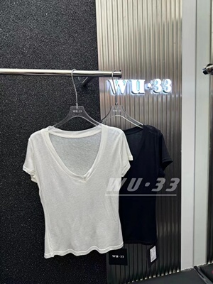 wu33v领短袖T恤宽松显糖薄上衣