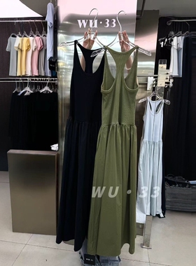 wu33辣妹连衣裙2025夏季新款韩版u领设计感拼接蓬蓬裙气质长裙