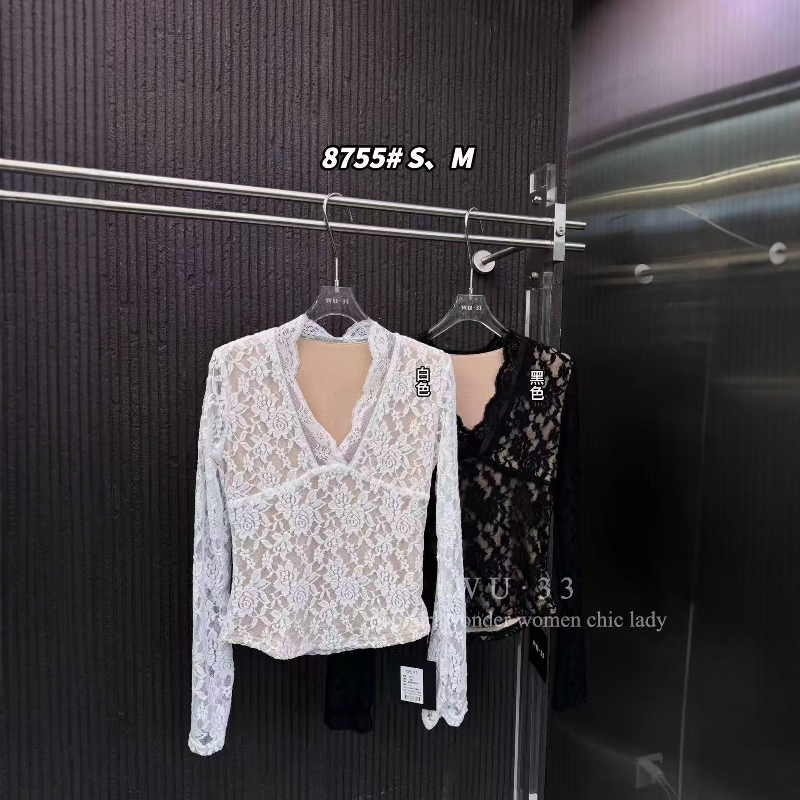 wu33韩版蕾丝T恤纯欲显瘦