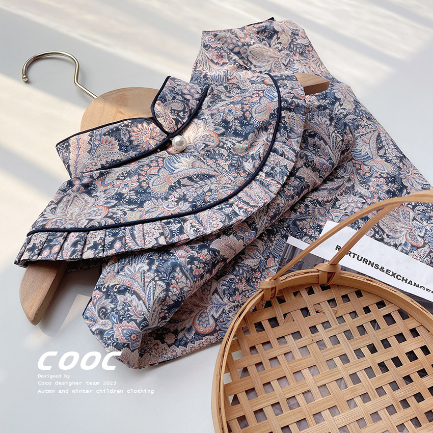 2023春夏新款女童旗袍中国风凤尾花汉服儿童周岁礼服连衣裙