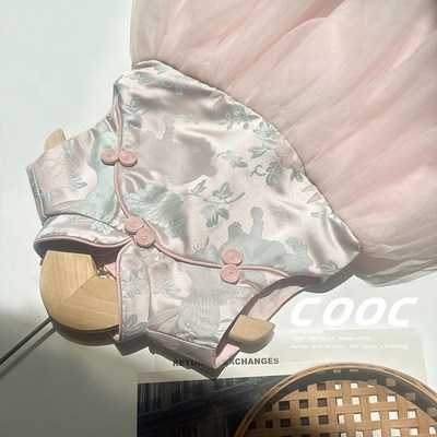2024夏季女童粉色旗袍连衣裙