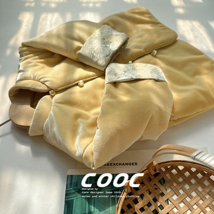 2025秋冬新款儿童新中式拜年服兄妹装国风提花盘扣外穿水貂毛旗袍