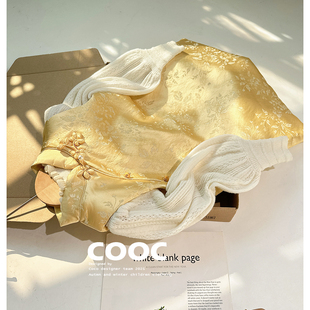 2025秋冬女童黄色夹棉背心裙旗袍小女孩洋气夹棉盘扣新中式连衣裙