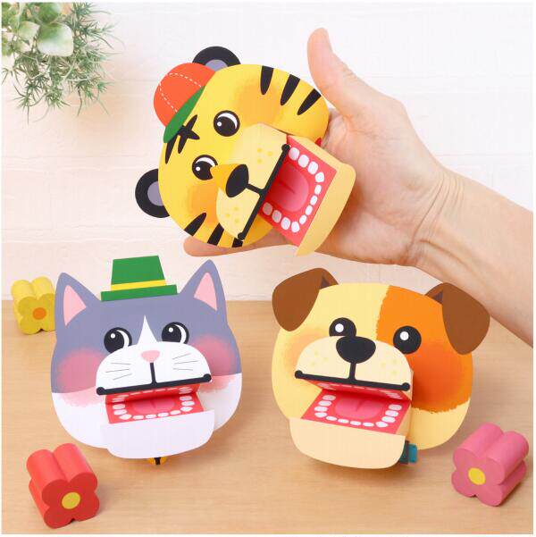 益智diy立体手工制作卡通手指小动物儿童互动纸艺玩具3d纸质模型