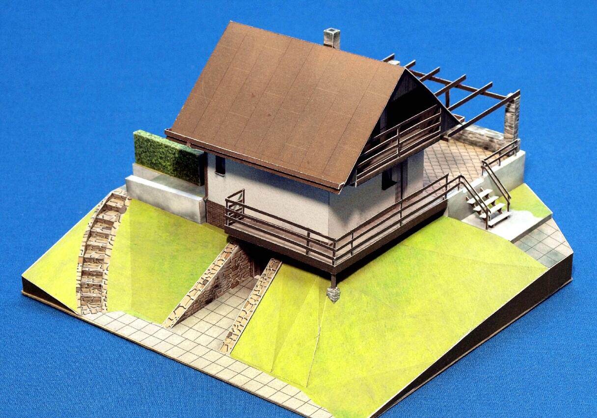 儿童益智diy手工制作1比87别墅房屋房子小屋建筑3d纸模型纸艺玩具