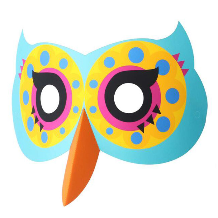 儿童益智diy立体手工制作卡通派对活动猫头鹰面具纸模型纸艺玩具