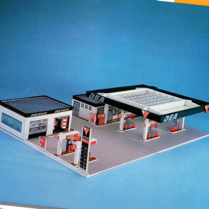 儿童益智DIY手工制作仿真场景加油站建筑3D纸质模型纸艺玩具