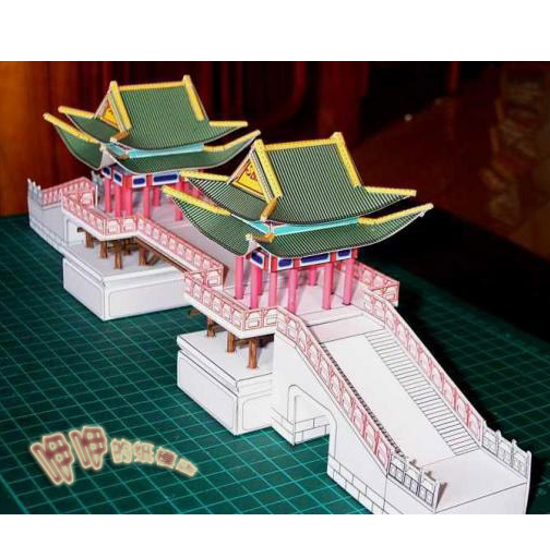 儿童益智diy手工制作中国古代桥拱桥石桥桥梁3d纸质模型纸艺玩具