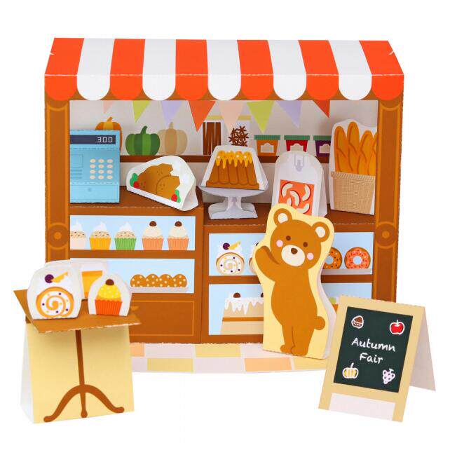 儿童益智diy立体手工制作卡通小商店小熊面包店3d纸模型纸艺玩具