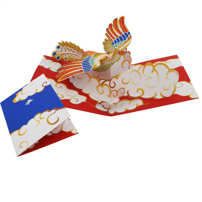 儿童益智diy手工制作喜庆凤凰立体贺卡弹出式折叠卡片3d纸质模型