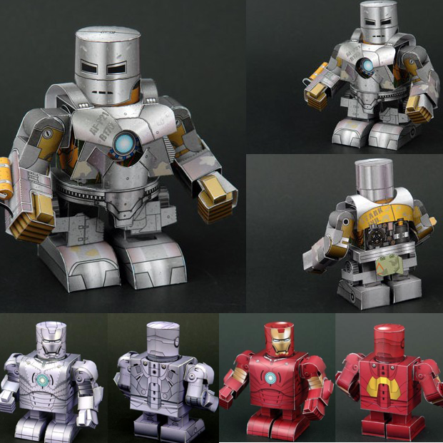 儿童益智diy手工制作卡通钢铁侠公仔人偶纸偶人3d纸模型纸艺玩具