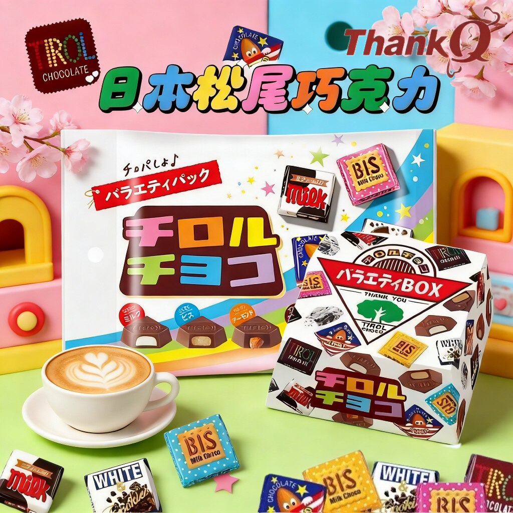日本进口零食什锦多彩黄豆抹茶味情人杯夹心饼干tirol松尾巧克力