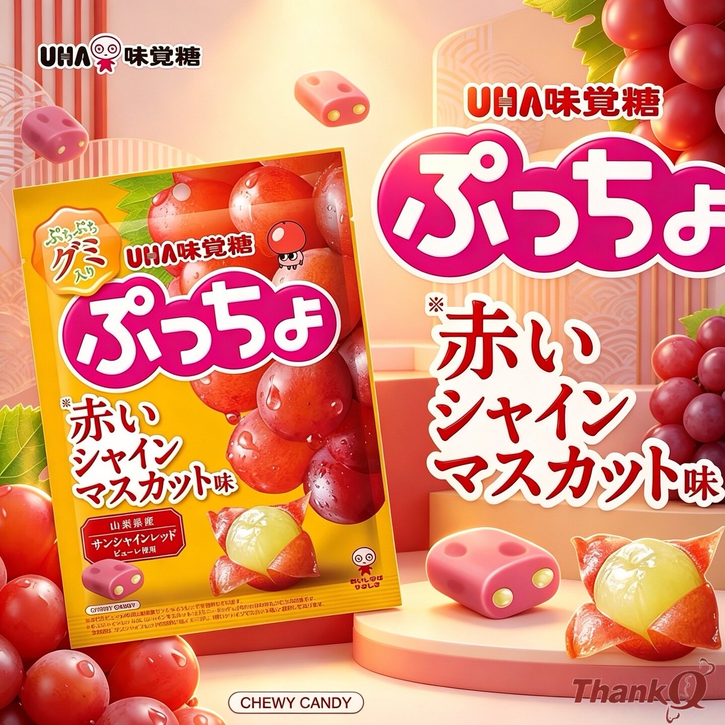 日本进口零食UHA悠哈味觉糖普超软糖果汁夹心QQ橡皮糖葡萄味袋装