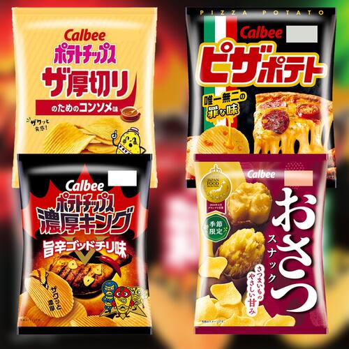 日本进口零食卡乐比浓厚烤肉披萨海鲜味原味小吃休闲大包袋装薯片
