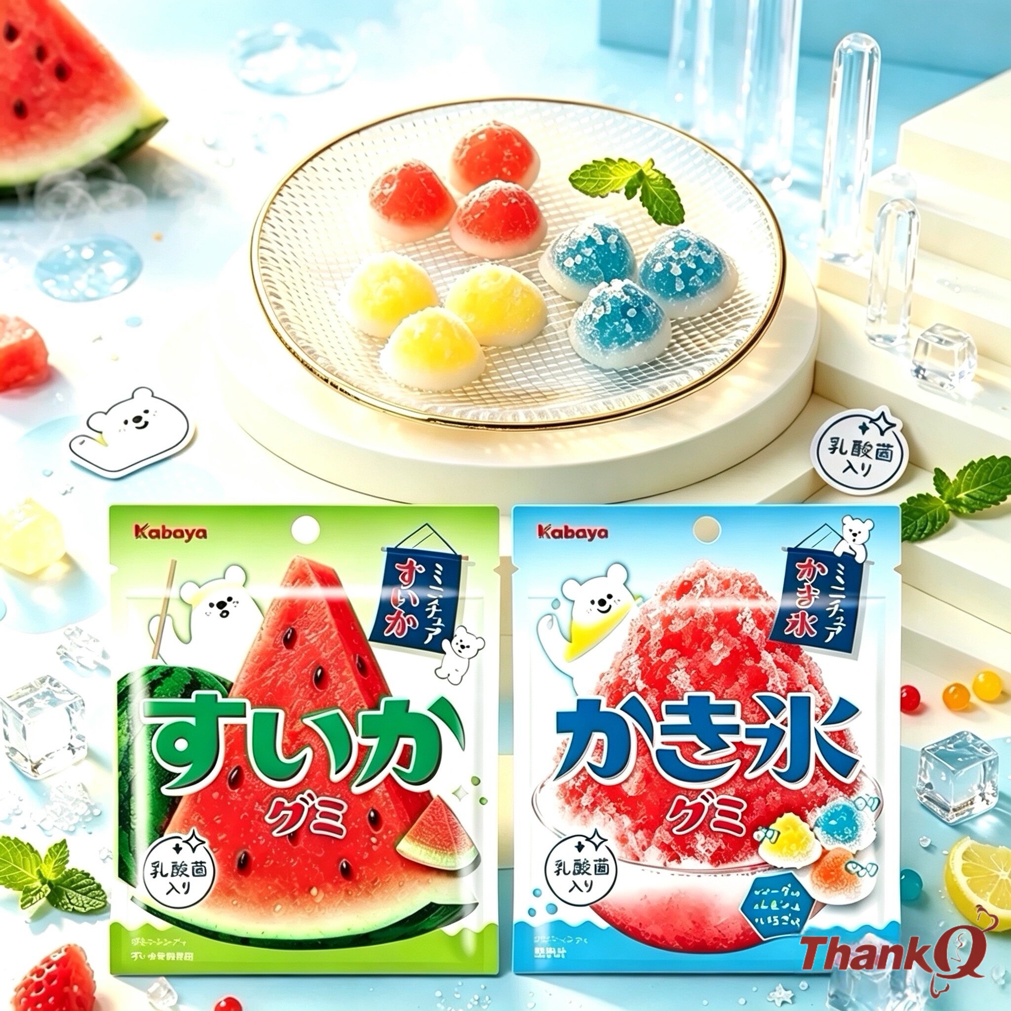 Kabaya卡巴也刨冰西瓜造型冰沙软糖乳酸菌QQ糖果日本进口儿童零食