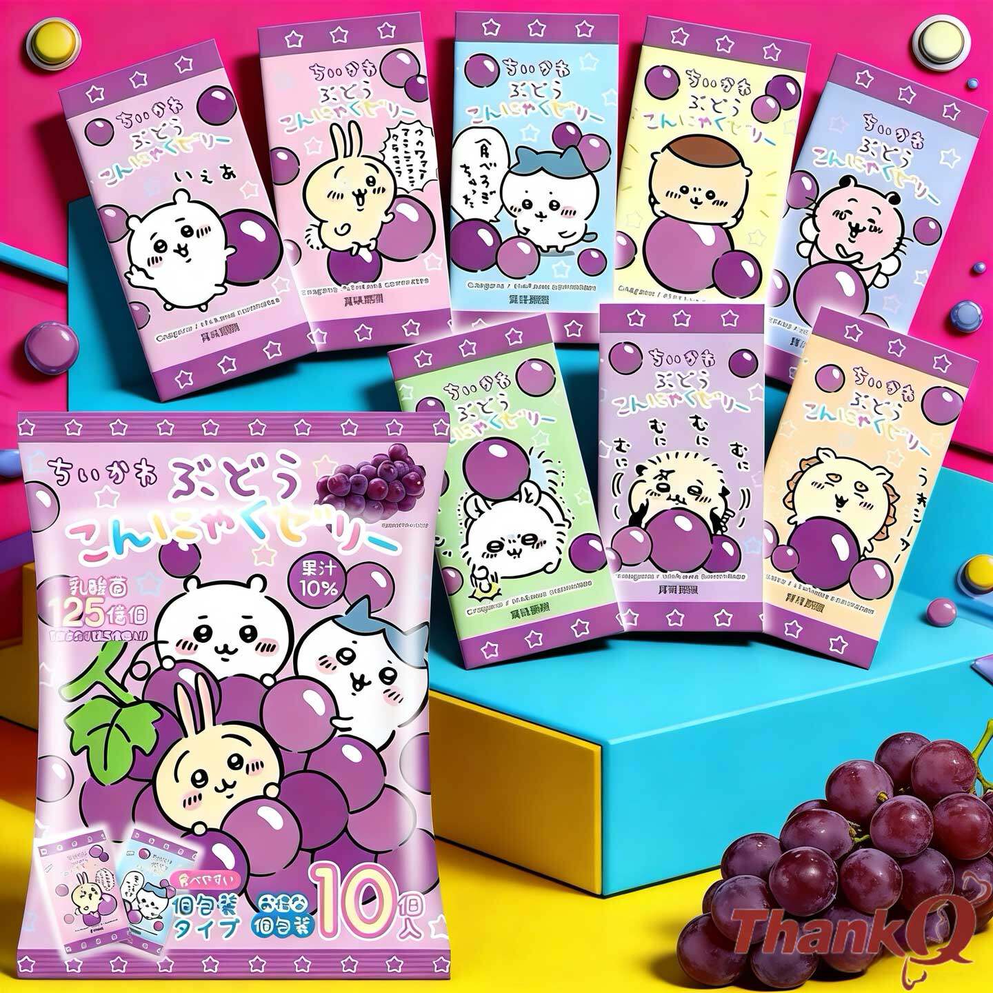 日本进口零食chiikawa吉伊卡哇巨峰葡萄味乳酸菌布丁魔芋蒟蒻果冻