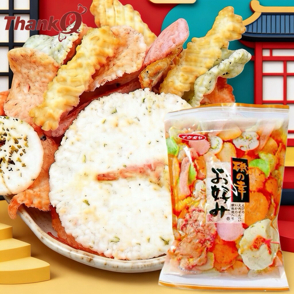 日本虾饼池田屋什锦海鲜米饼海味虾片米果仙贝小点心进口膨化零食