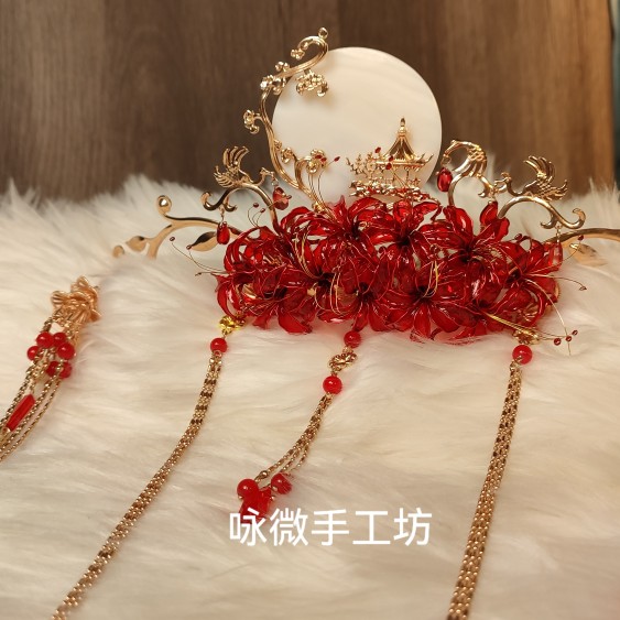 汉服头饰女古风发饰花神冠发冠古代唐风宋明制流苏头冠古装配饰品