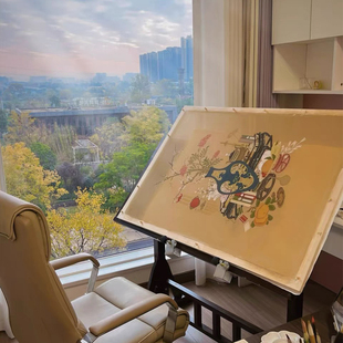 实木拼图桌专用拼图美术办公桌设计师工作台实木书桌绘图桌可倾斜