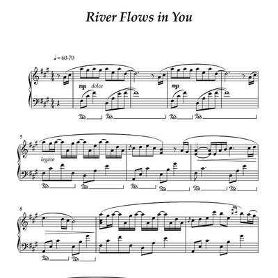 你的心河  river flows in you 五线谱 钢琴谱 高清PDF电子版文件
